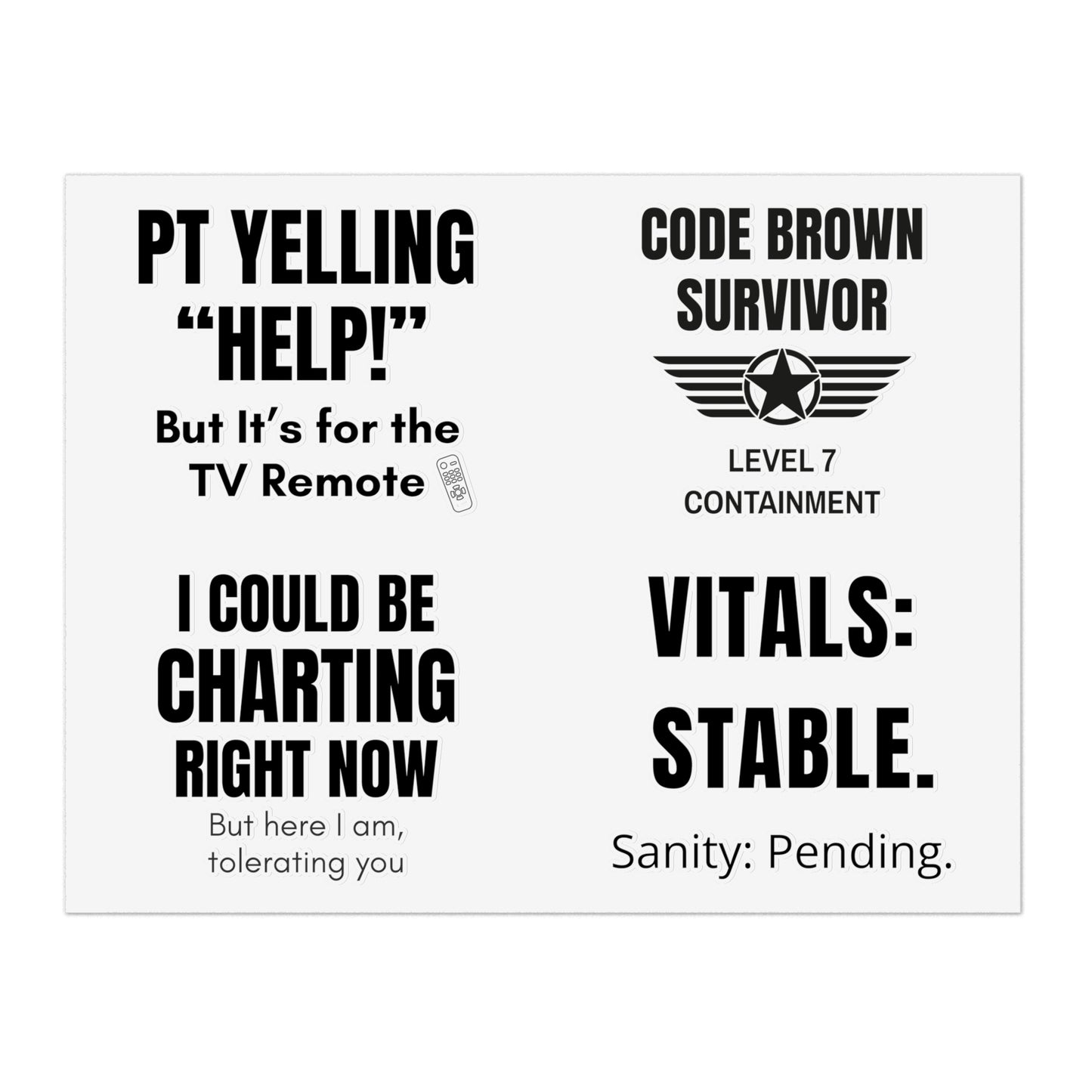 The Survival Pack — 4 Nurse Sticker Sheet