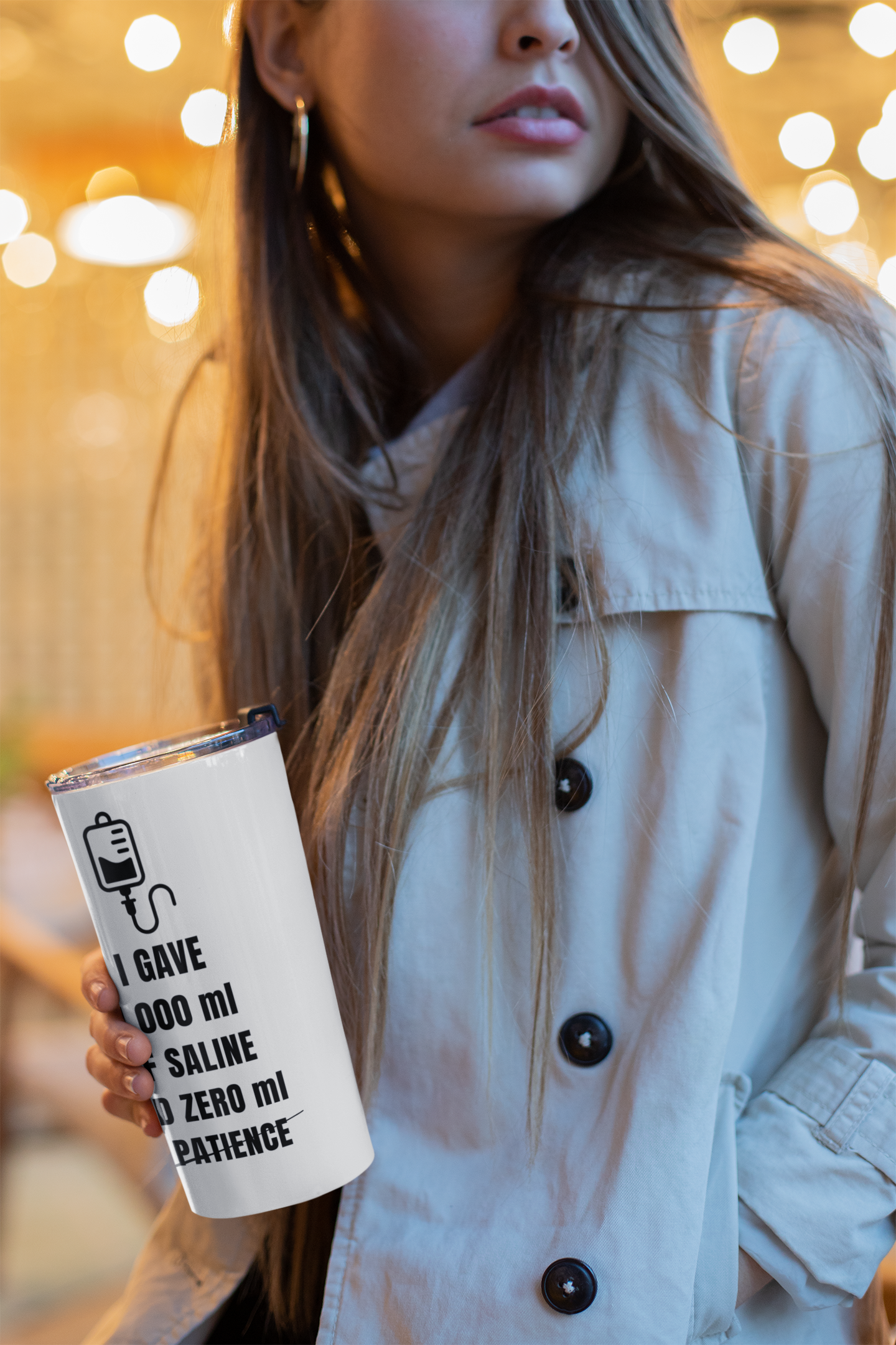 1000ml Saline. Zero Patience. — 20oz Tumbler