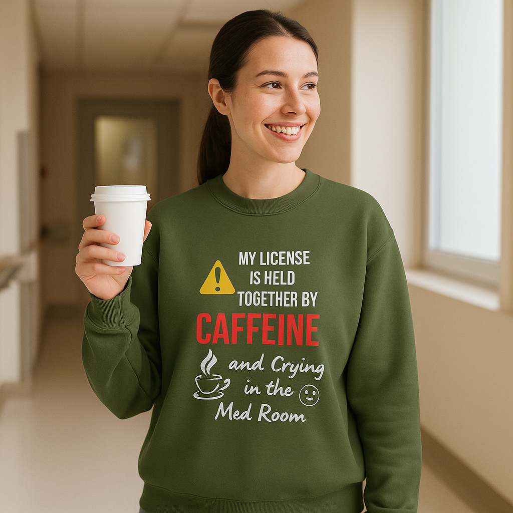Held Together by Caffeine and Crying — Sweatshirt