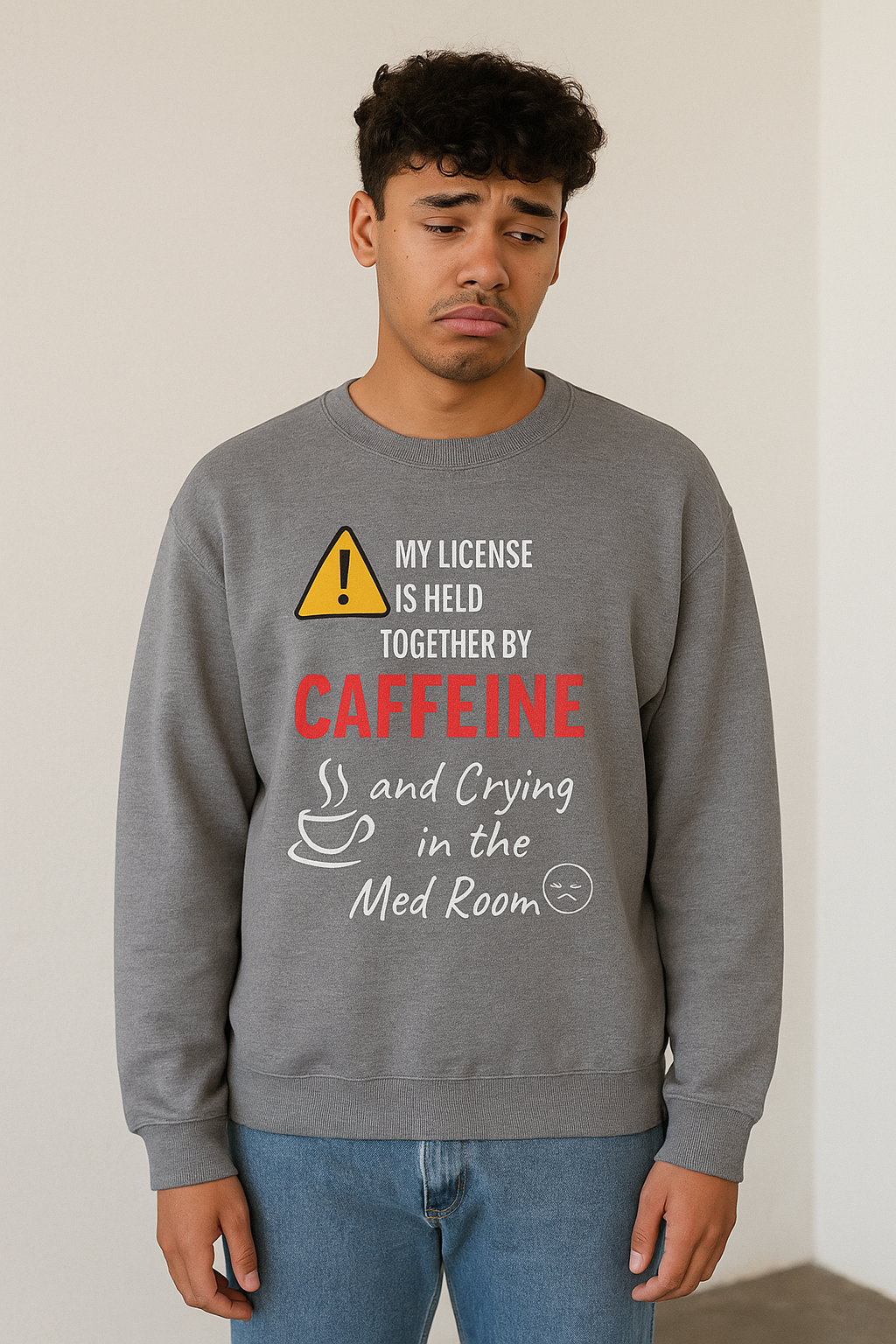 Held Together by Caffeine and Crying — Sweatshirt