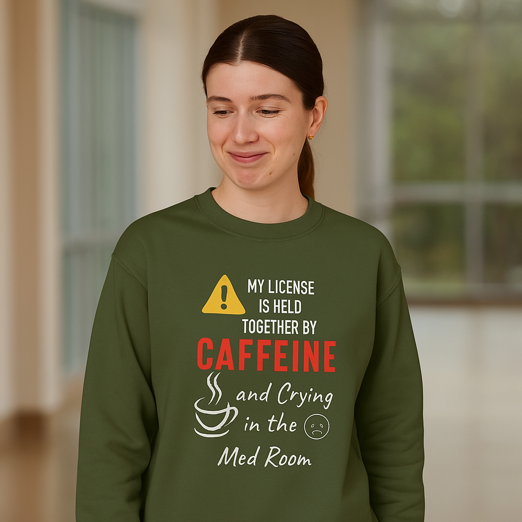 Held Together by Caffeine and Crying — Sweatshirt