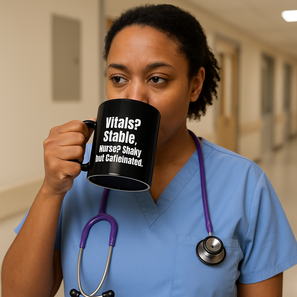 Coffee First. Vitals Later. — Black Mug