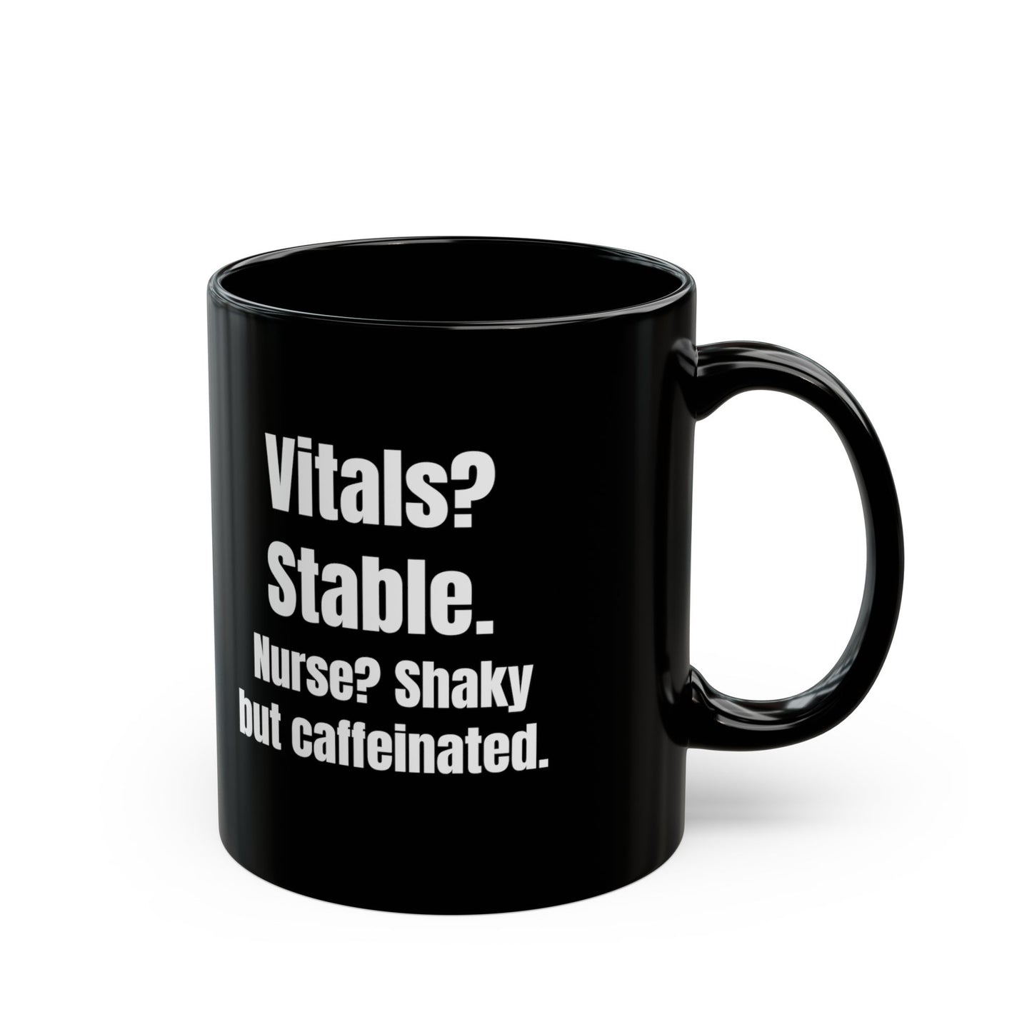 Coffee First. Vitals Later. — Black Mug