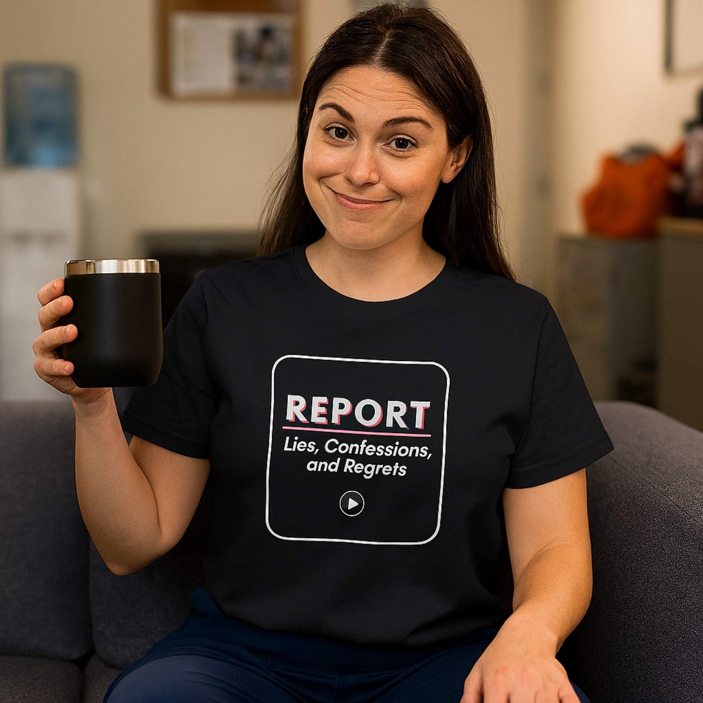 Funny ER nurse gift — cotton nurse t-shirt reading "I press REPORT. It's a 17-minute TED Tal"